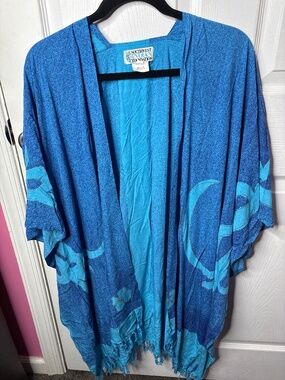 Southwest Indian foundation blue floral kimono cardigan